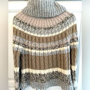 LOFT Fair Isle Turtleneck Cable Sweater Size M
